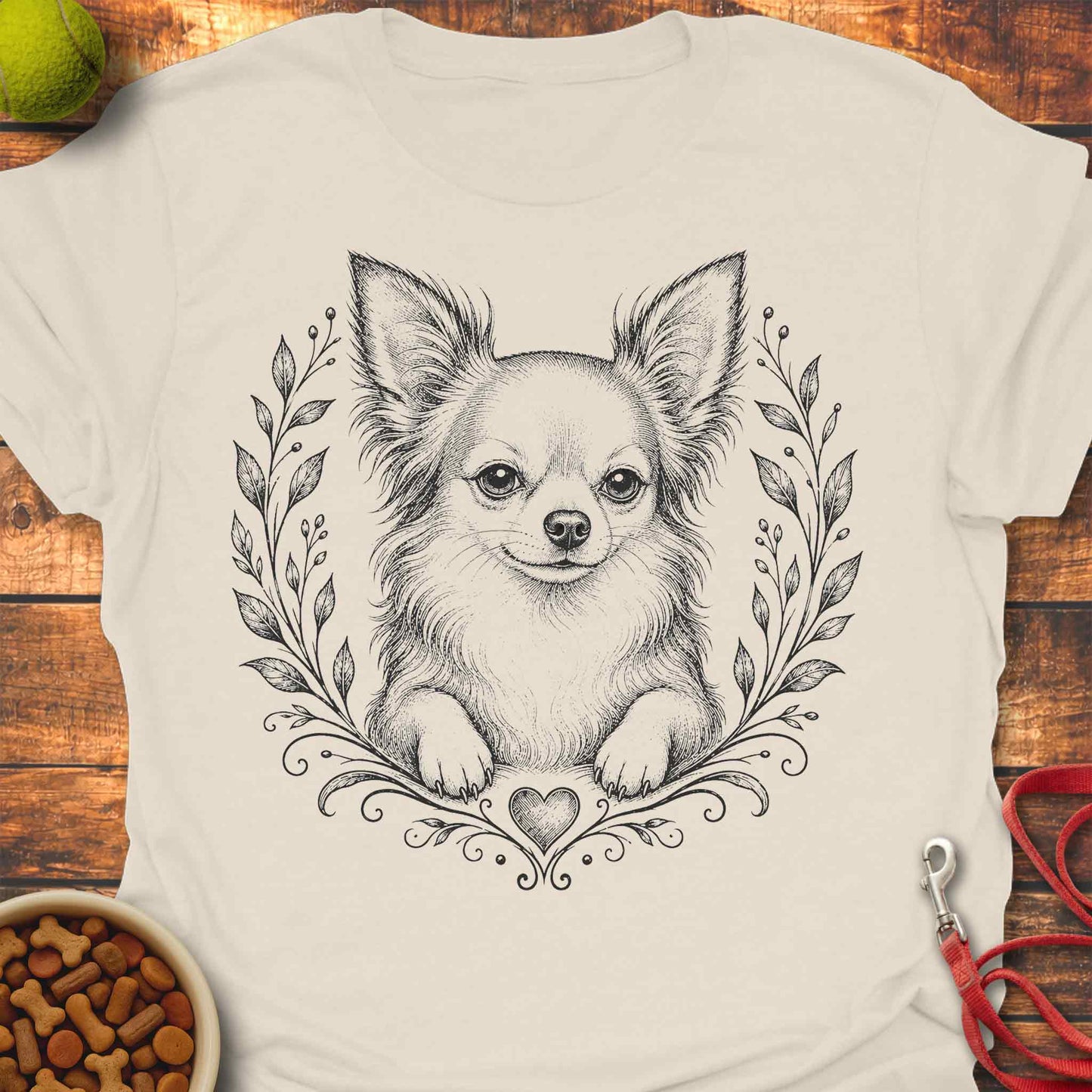 Floral Long-Haired Chihuahua T-Shirt