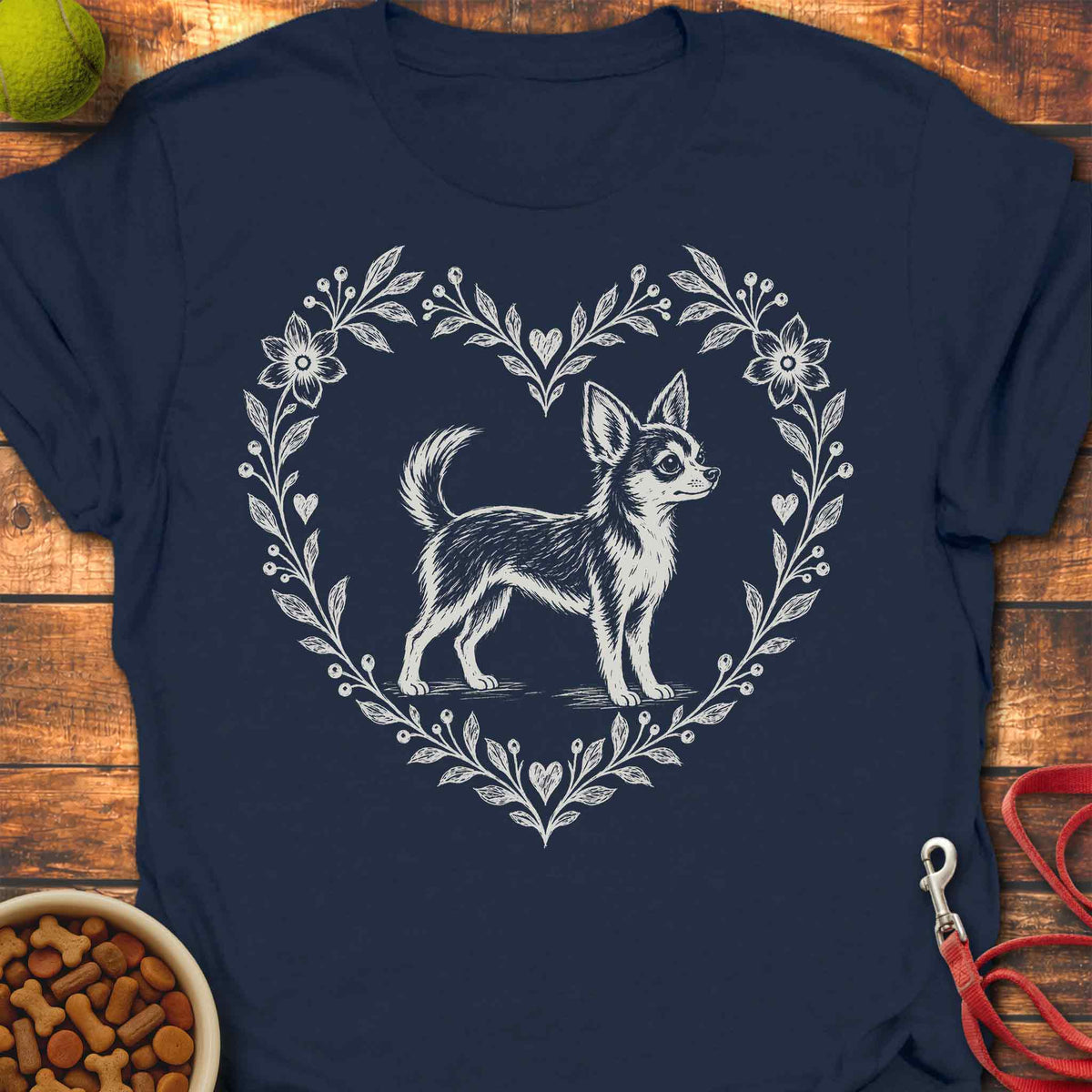 Heart Wreath Chihuahua T-shirt
