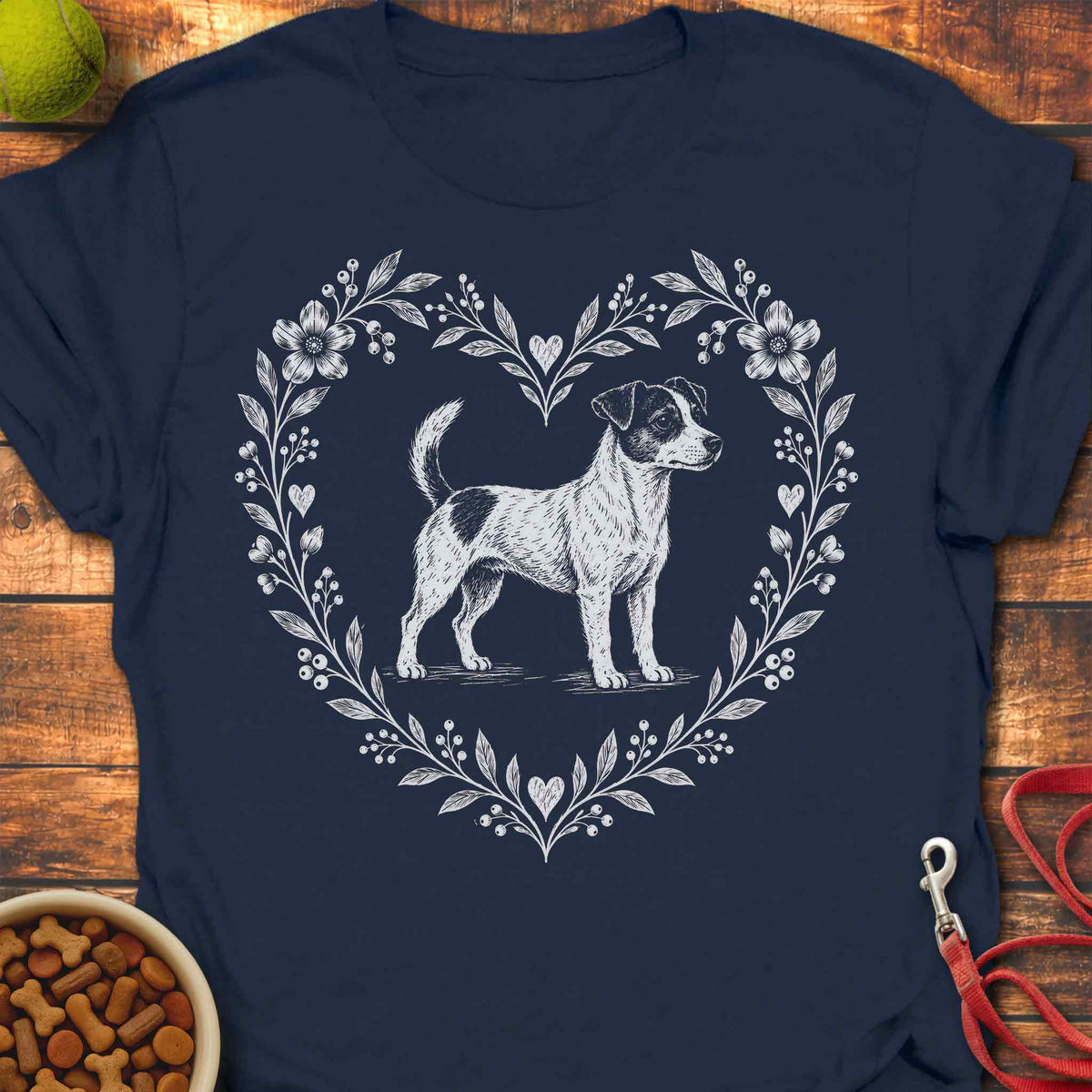 Heart Wreath Jack Russell T-shirt