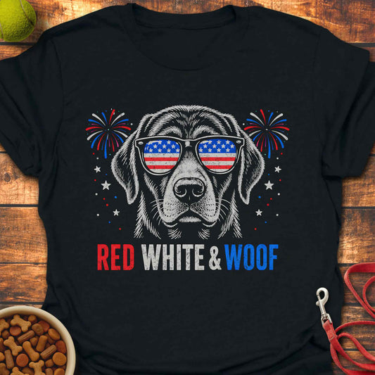 Red, White & Woof Dog T-shirt