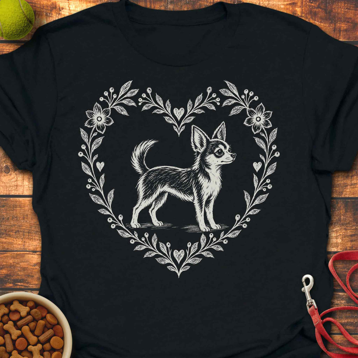 Heart Wreath Chihuahua T-shirt