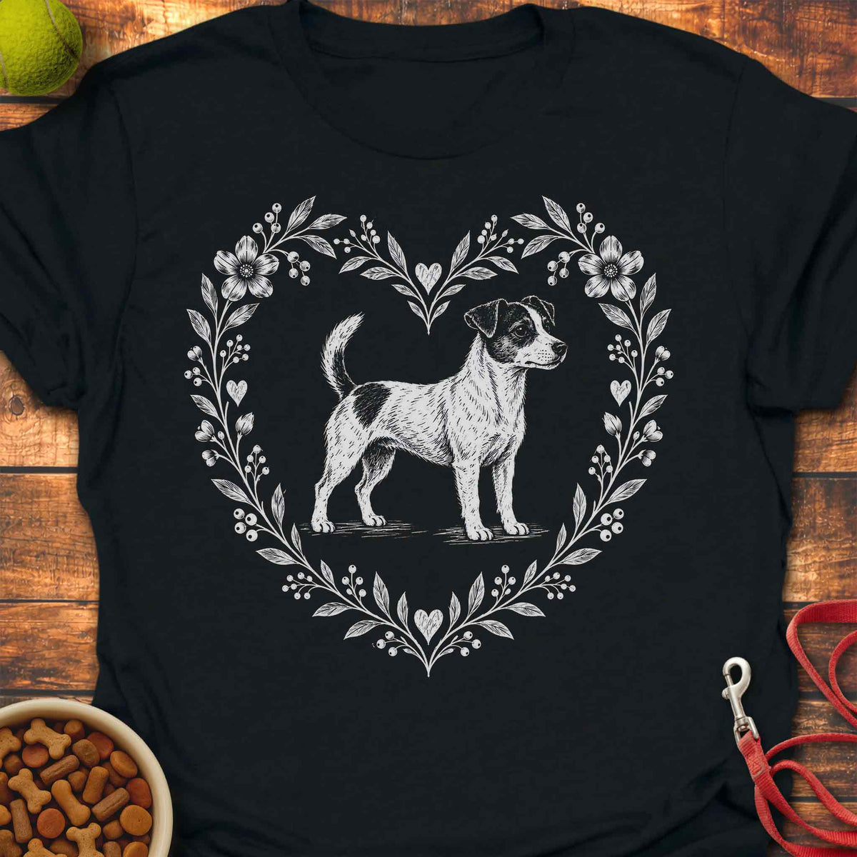 Heart Wreath Jack Russell T-shirt