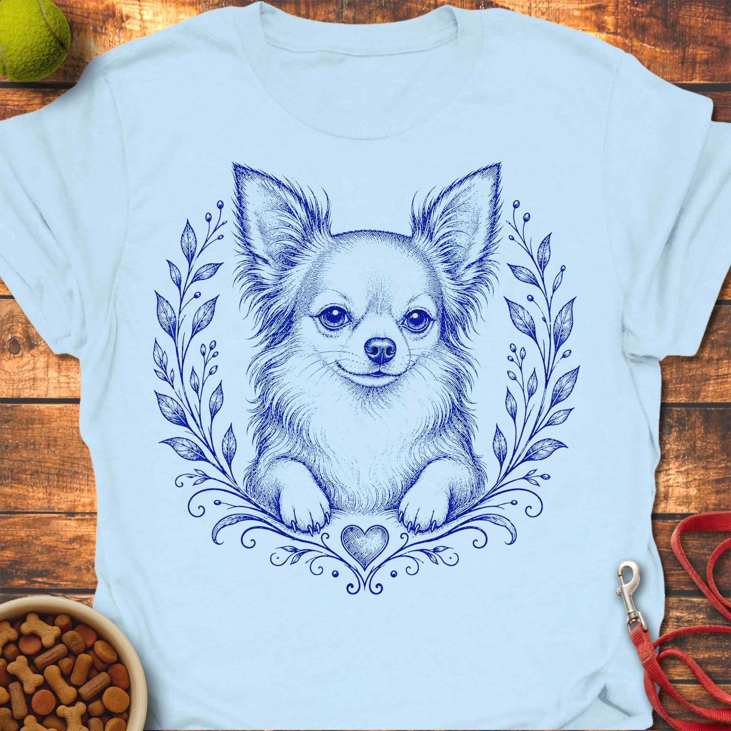 Floral Long-Haired Chihuahua T-Shirt