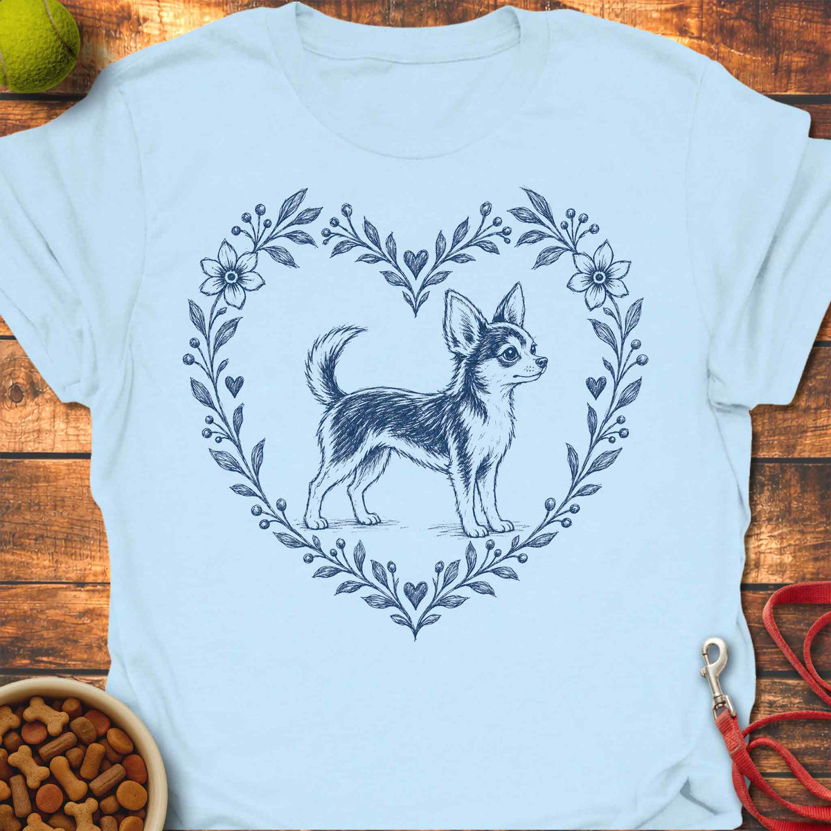 Heart Wreath Chihuahua T-shirt