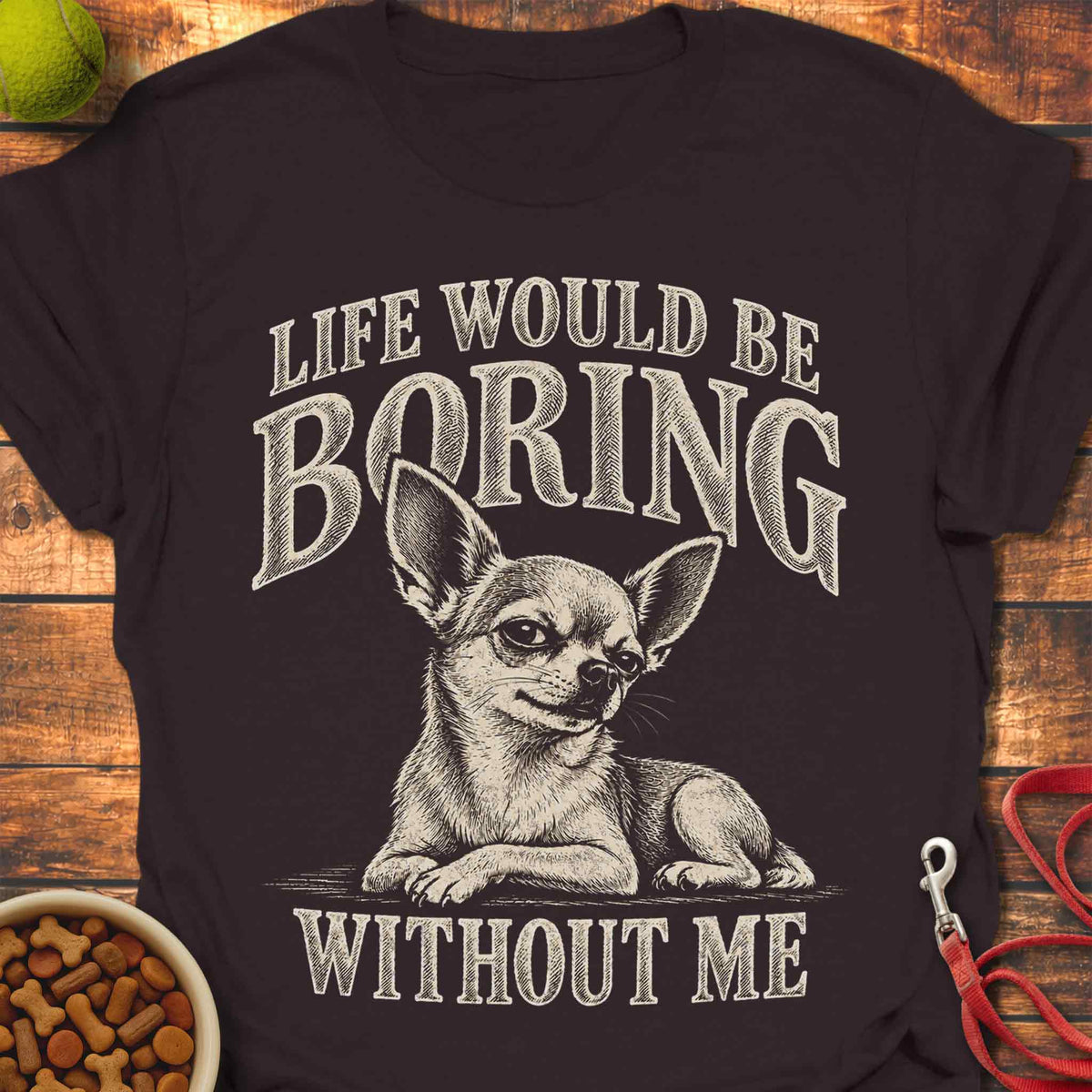 Boring Without Me Chihuahua T-Shirt
