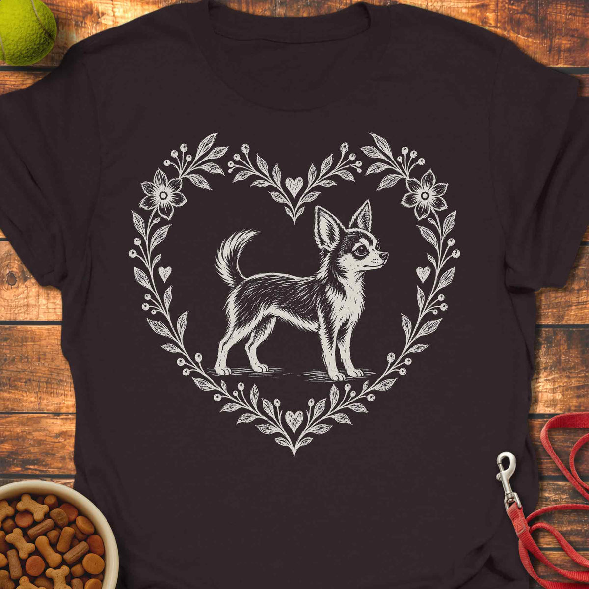 Heart Wreath Chihuahua T-shirt