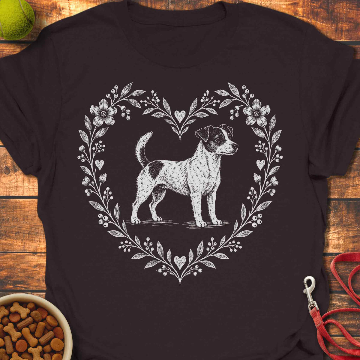 Heart Wreath Jack Russell T-shirt