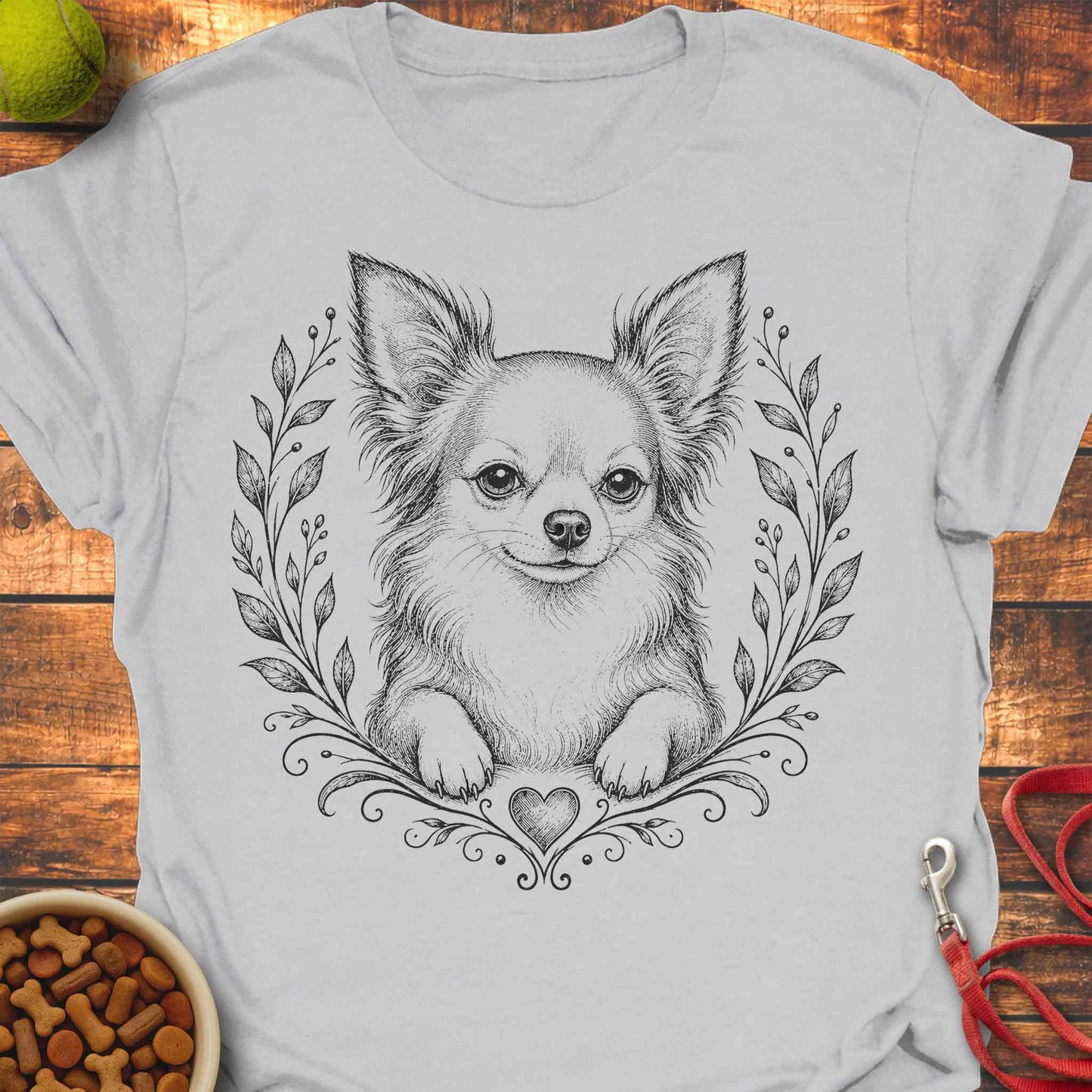 Floral Long-Haired Chihuahua T-Shirt