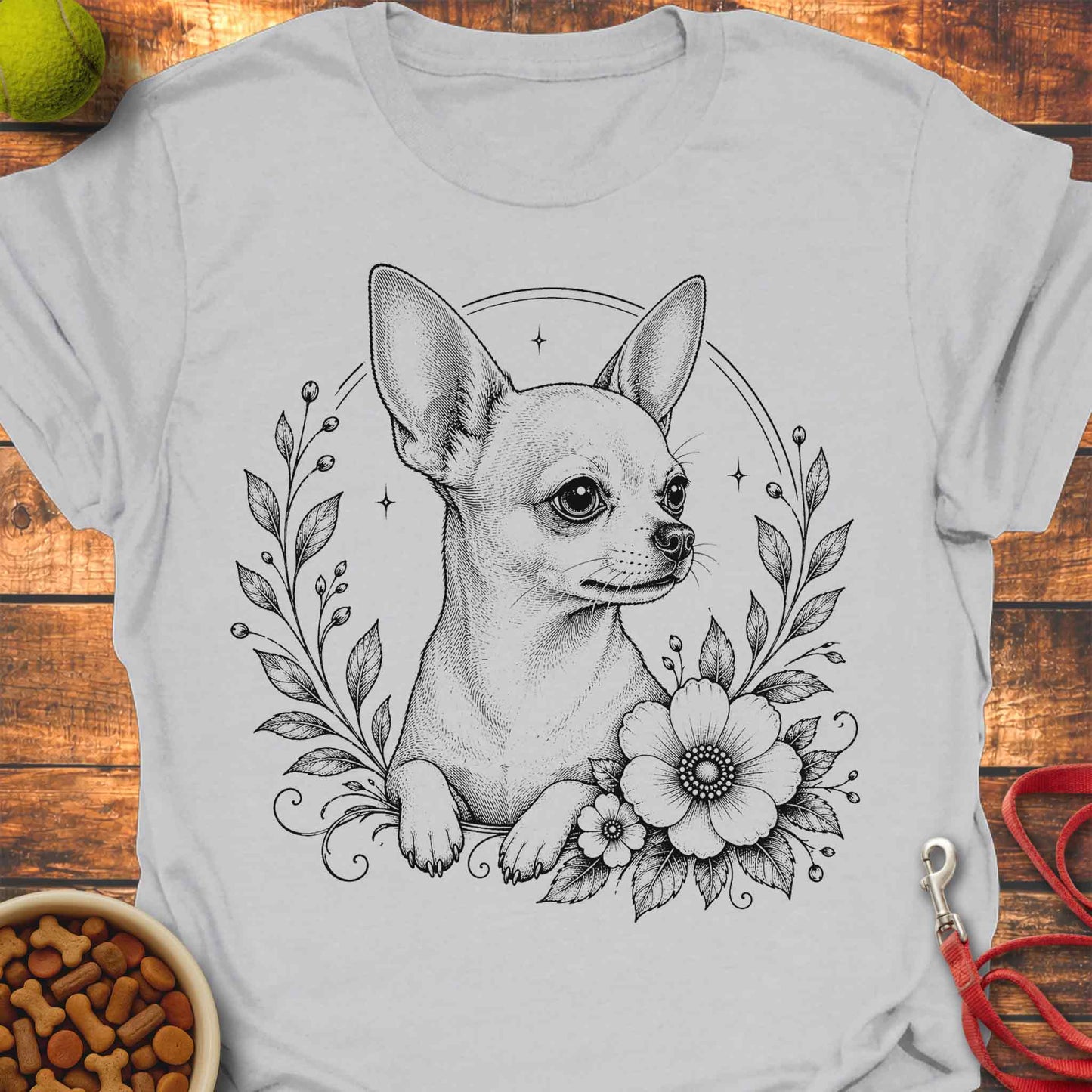Vintage Floral Chihuahua T-Shirt