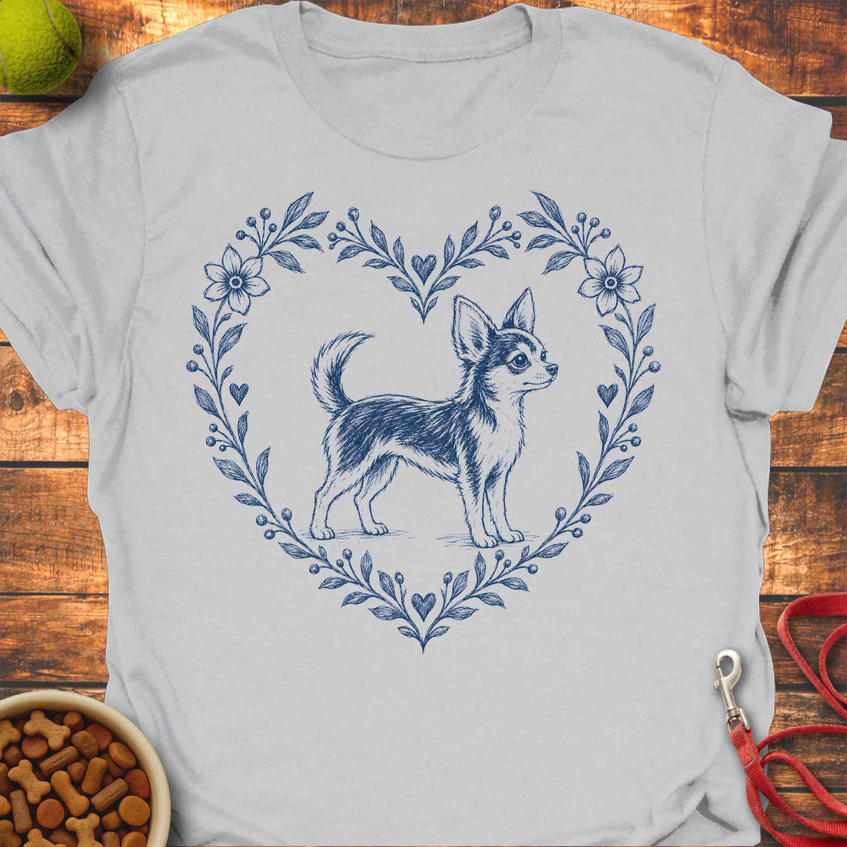 Heart Wreath Chihuahua T-shirt