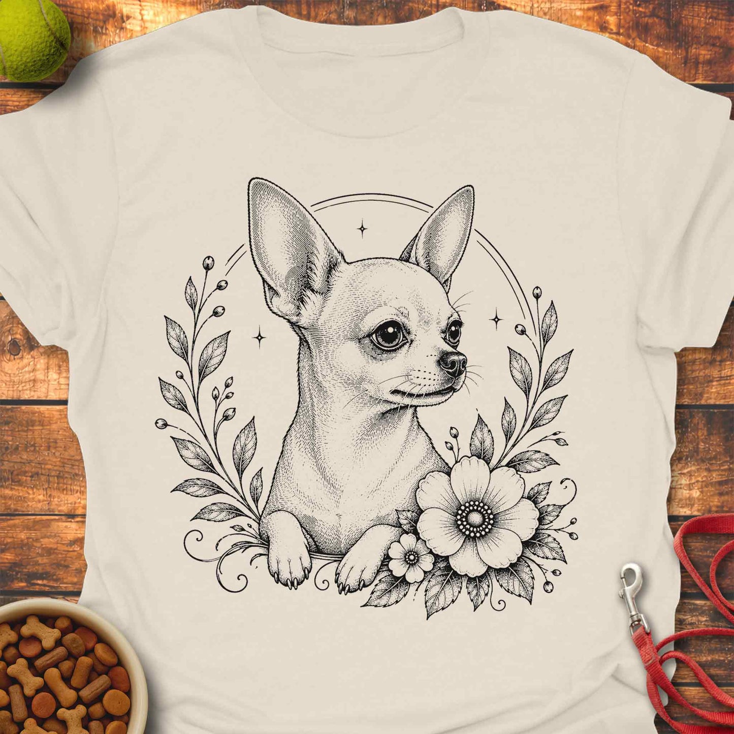 Vintage Floral Chihuahua T-Shirt