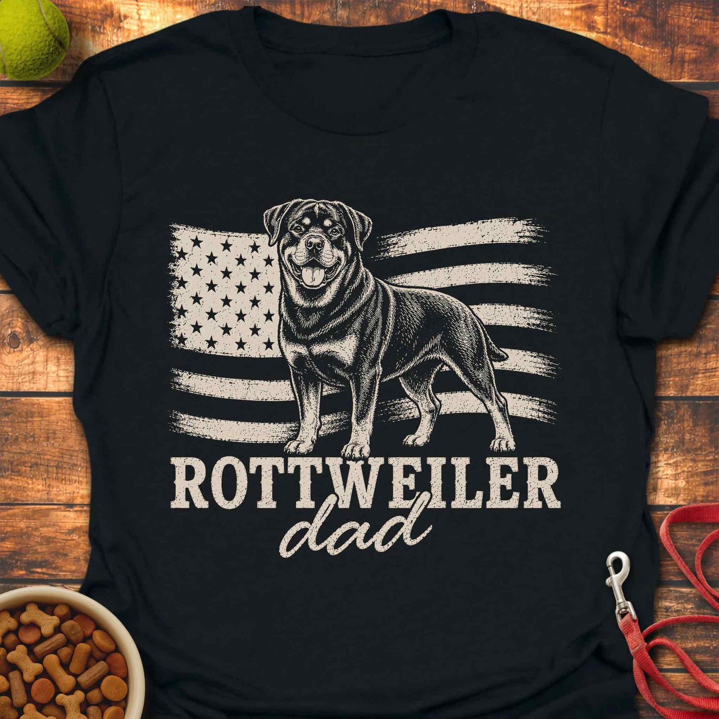 Rottweiler Dad with US Flag