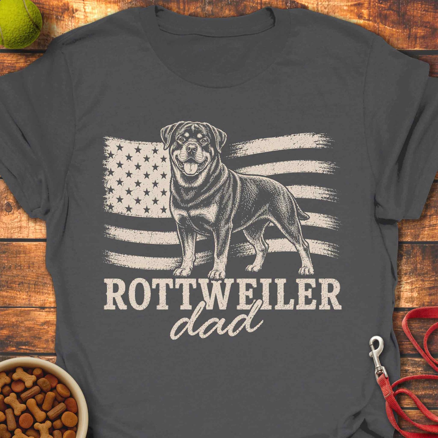 Rottweiler Dad with US Flag