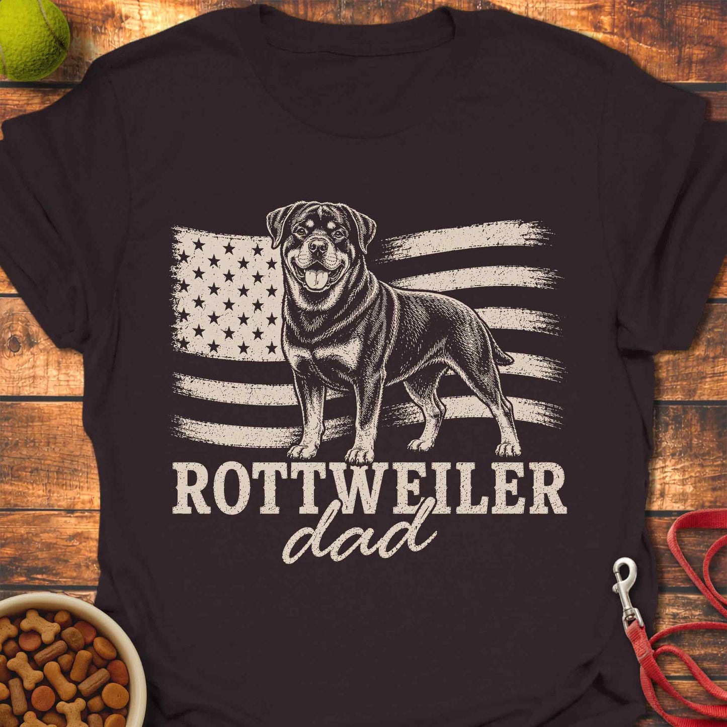 Rottweiler Dad with US Flag