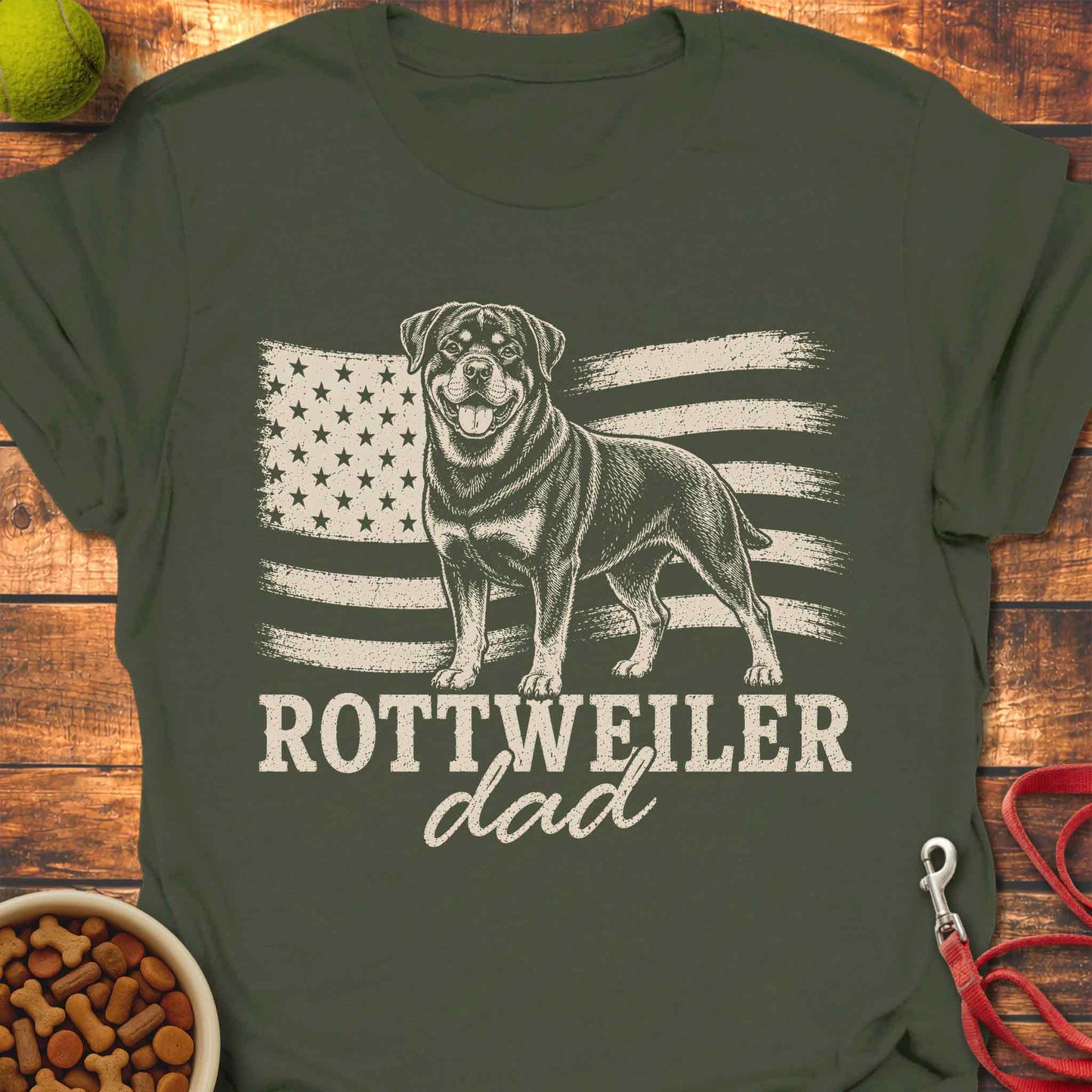 Rottweiler Dad with US Flag
