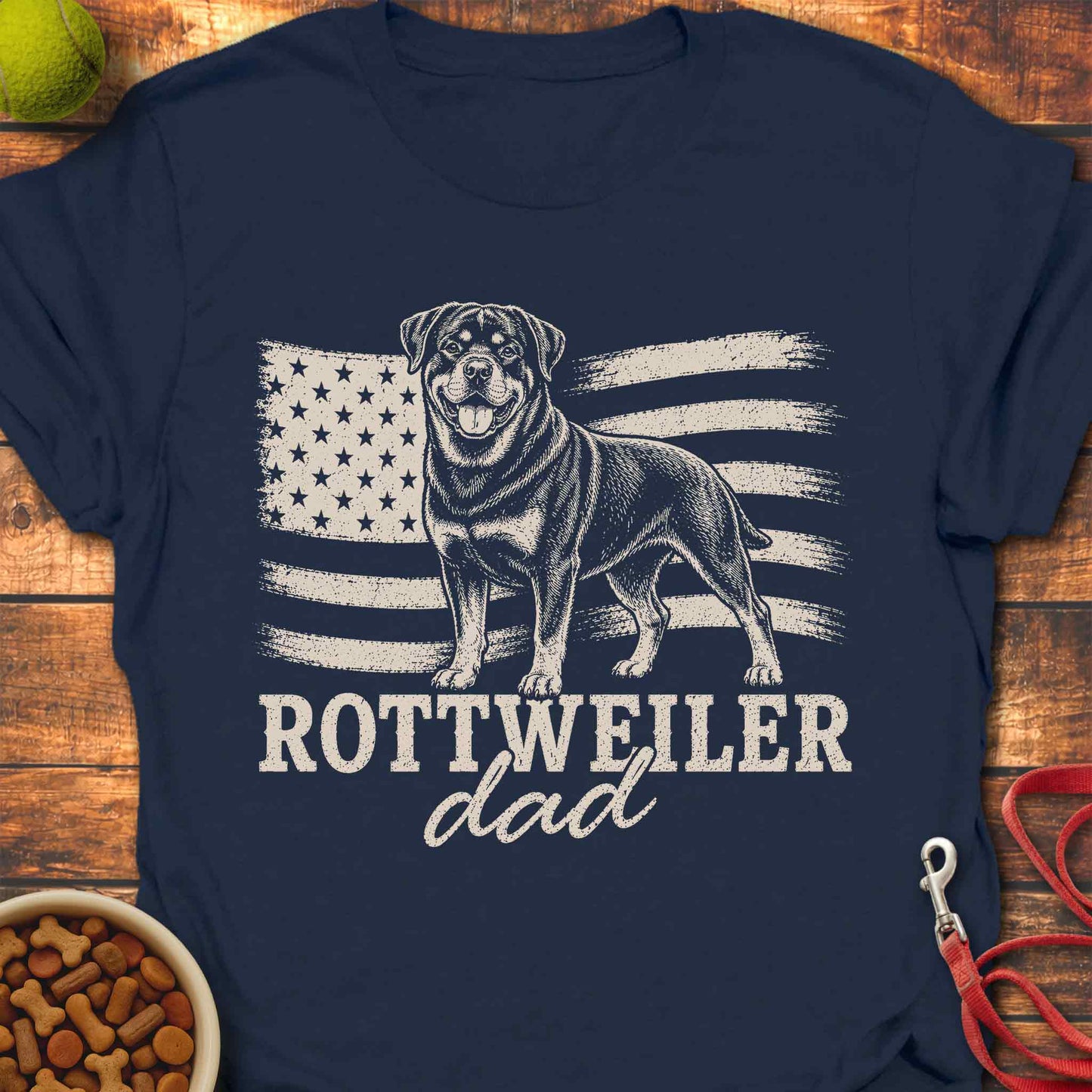 Rottweiler Dad with US Flag