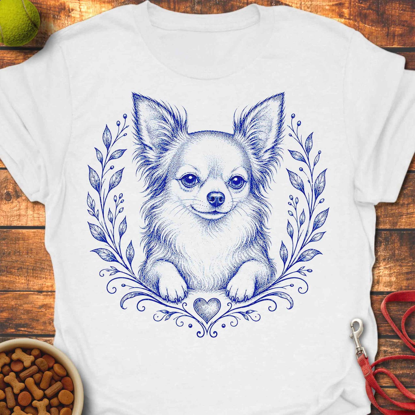 Floral Long-Haired Chihuahua T-Shirt