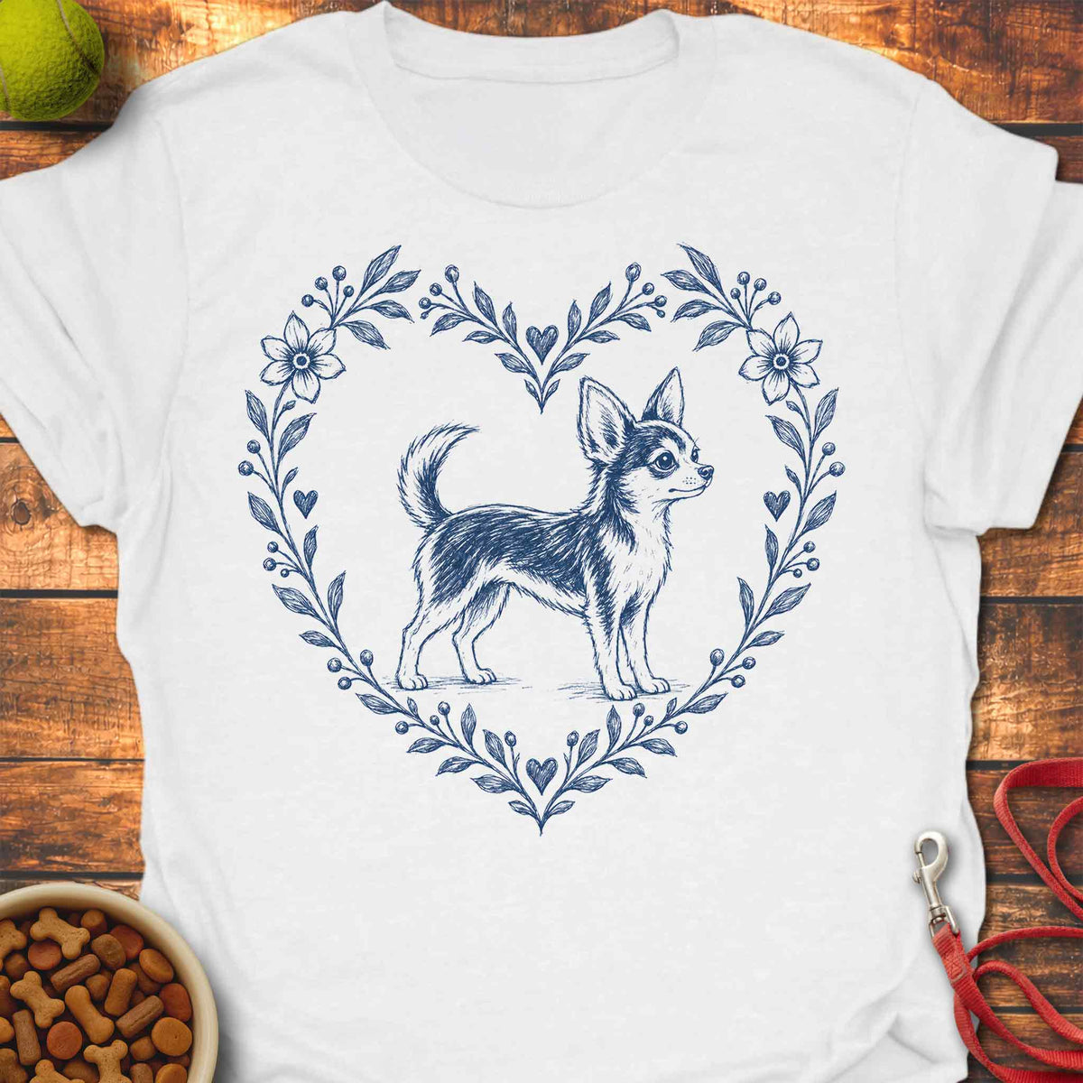Heart Wreath Chihuahua T-shirt